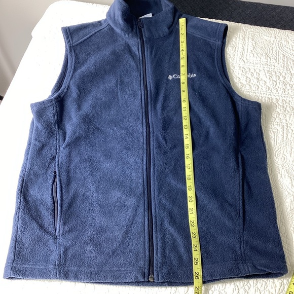 Columbia Fleece Full Zip Vest Navy Blue Men’s Medium Lightweight Hiking - Picture 6 of 7
